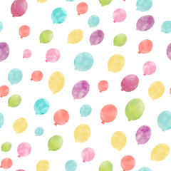 Watercolor air baloon vector pattern