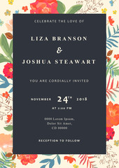Wedding floral background. Save the date. Colorful invitation, c