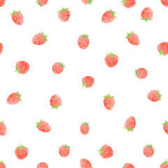 Watercolor strawberry vector pattern