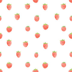 Watercolor strawberry vector pattern