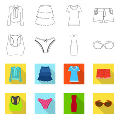 Isolated object of woman and clothing icon. Collection of woman and wear stock symbol for web.