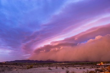 Haboob dust storm ahead of a powerful monsoon thunderstorm in the Arizona desert.