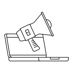 Obraz premium computer laptop with megaphone