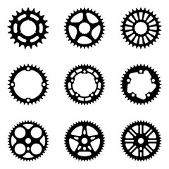 Sprocket wheel. Bicycle parts. Silhouette vector