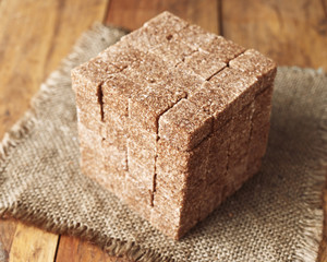 geometric cube built with blocks of sugar