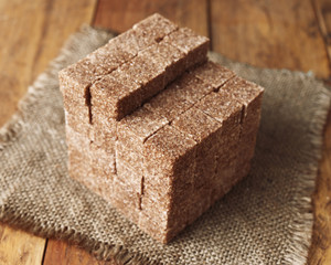 geometric cube built with blocks of sugar