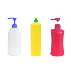 plastic bottles set isolated on white background