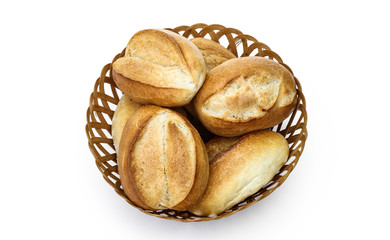 Brotkorb mit frischen Brötchen