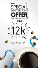 Vector illustration of happy International or national Coffee Day with hand lettering. Suitable for greeting card, poster and banner. mobile background