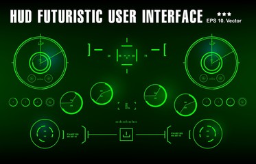 Target HUD elements. Futuristic green virtual graphic touch user interface