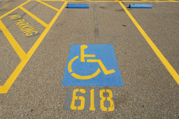 ADA complient Wheelchair Parking Zone with extra space for ramp, Jackson, California 