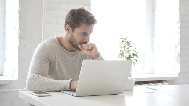 Cough, Businessman Coughing at Work