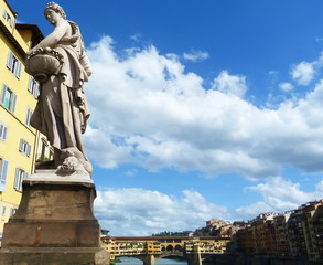 Fototapeta na wymiar Ponte Vecchio and Spring statue, Florence, Italy