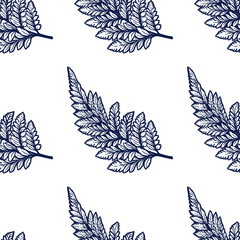 Tropical palm or fern leaves seamless pattern