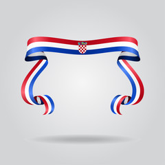 Croatian flag wavy ribbon background. Vector illustration.