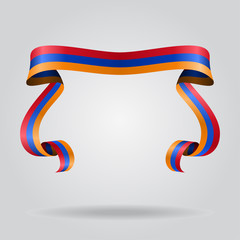 Armenian flag wavy ribbon background. Vector illustration.