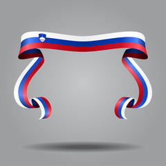 Slovenian flag wavy ribbon background. Vector illustration.