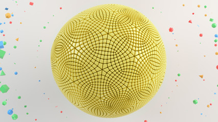 Yellow sphere on the white surface