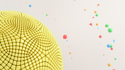 Yellow sphere on the white surface