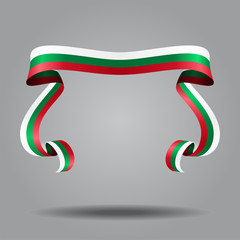 Bulgarian flag wavy ribbon background. Vector illustration.