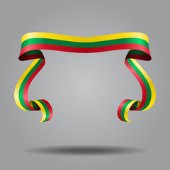 Lithuanian flag wavy ribbon background. Vector illustration.