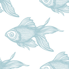 Seamless pattern with goldfish.