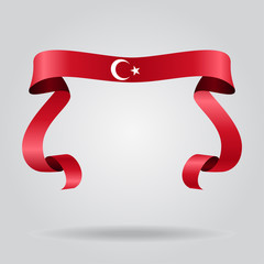 Turkish flag wavy ribbon background. Vector illustration.