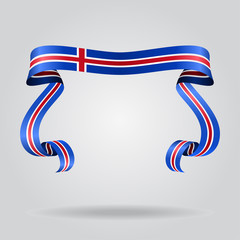 Icelandic flag wavy ribbon background. Vector illustration.