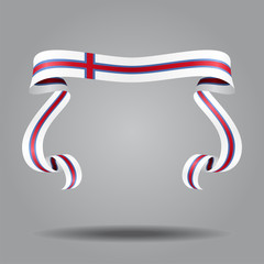 Faroe Islands flag wavy ribbon background. Vector illustration.