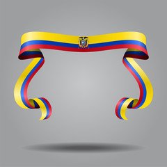 Ecuadorian flag wavy ribbon background. Vector illustration.