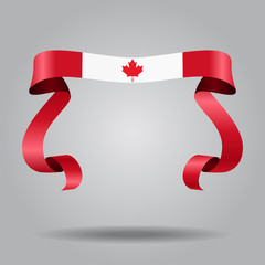 Canadian flag wavy ribbon background. Vector illustration.