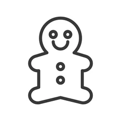 Fotobehang Gingerbread man, Merry Christmas theme set 1, outline editable stroke pixel perfect icon © lukpedclub