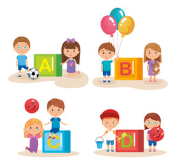 group of little kids playing with blocks