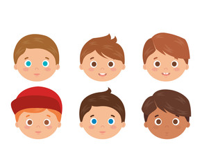 group of little boys heads characters