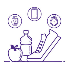 healthy and fitness lifestyle set icons