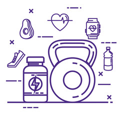 healthy and fitness lifestyle set icons