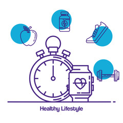 healthy and fitness lifestyle set icons