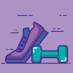 sport tennis shoes with dumbell