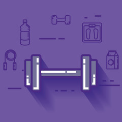 dumbell with healthy lifestyle icons