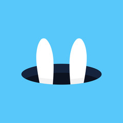 Happy Easter with bunny ears On blue Background