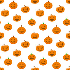 Halloween holiday, seamless background, pattern with pumpkin. Vector illustration.