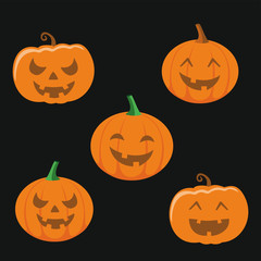 Set pumpkins for Halloween. vector illustration