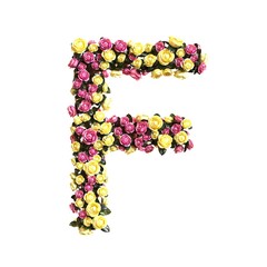 Flowered alphabet floral letter collection 3d illustration