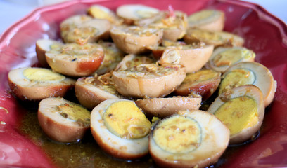 Egg semur or Indonesian stew. Egg in sweet soy sauce.