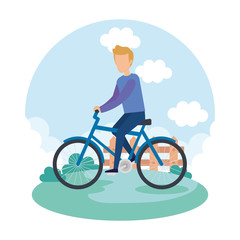 young man on bicycle character