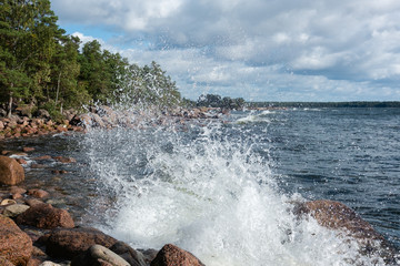 waves crashing on the rocks