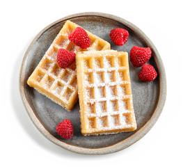 two waffles on ceramic plate