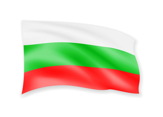 Waving Bulgaria flag on white. Flag in the wind.