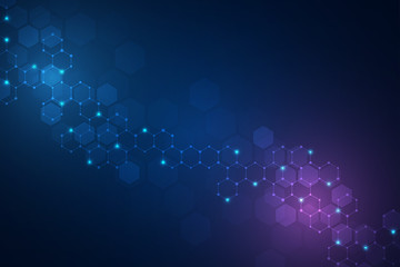 Abstract molecular structure and chemical elements. Medical, science and technology concept. Vector geometric background from hexagons.