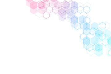 Abstract molecular structure and chemical elements. Medical, science and technology concept. Vector geometric background from hexagons.